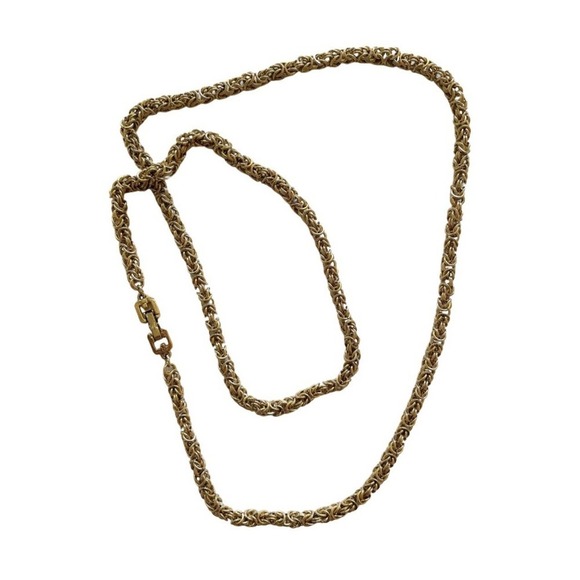Vintage GIVENCHY Byzantine Gold Tone Logo Braided Rope Chain Necklace - Picture 1 of 11